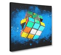 The Rubik Cube Paint Splash Canvas Print | Gallery Wrapped 30mm Frame Wall Art | 14x14 inches | Ready to Hang | Modern Picture | Living Room Bedroom Lounge Office