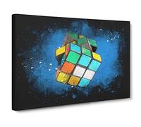 The Rubik Cube Paint Splash Modern Art Canvas Wall Art Print Ready to Hang, Framed Picture for Living Room Bedroom Home Office Décor, 30x20 Inch (76x50 cm)