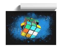 The Rubik Cube Paint Splash | Unframed Wall Art Print | Ready to Frame Poster | Modern Home Decor Picture | Artwork for Living Room, Bedroom, Kitchen or Office | A4 (21x29.7 cm)