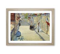 The Rue Mosnier With Flags By Edouard Manet Classic Painting Framed Wall Art Print, Ready to Hang Picture for Living Room Bedroom Home Office Décor, Oak A2 (64 x 46 cm)