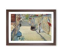 The Rue Mosnier with Flags by Edouard Manet Framed Print | A2 Walnut Framed Wall Art | Ready to Hang | Modern Nature Picture | Living Room Bedroom Lounge Office