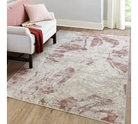 The Rug Edit Ritz Abstract Metallic Pink Living Room Rug 200X275Cm