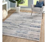 The Rug Edit Ritz Metallic Stripe Blue Living Room Rug 160X220Cm