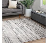 The Rug Edit Ritz Metallic Stripe Charcoal Living Room Rug 160X220Cm