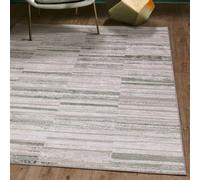 The Rug Edit Ritz Metallic Stripe Green Living Room Rug 80X140Cm