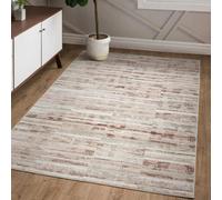 The Rug Edit Ritz Metallic Stripe Pink Living Room Rug 200X275Cm