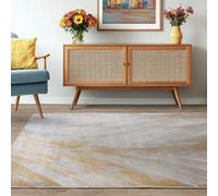 The Rug Edit Viva Swirl Grey Gold Living Room Rug 160X220Cm