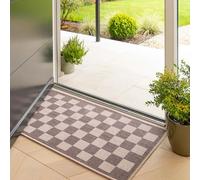 The Rug House Black Checkerboard Indoor Doormat Washable Flat Woven Non Slip Entryway Mat Moisture Barrier Spill Resistant Polyester Cotton Modern Style 60cm x 110cm (1ft 12" x 3ft 7")