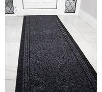 The Rug House Grey Black Rubber Backed Very Long Hallway Hall Runner Narrow Rugs Custom Length - Sold and Priced Per Foot