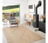 The Rug House Machine Washable Jute Like Cotton Berber Inspired Pattern Light Biege Textured Neutral Nature Inspired Livingroom Kitchen Hallway Rugs 190cm x 280cm (6ft 3" x 9ft 2")
