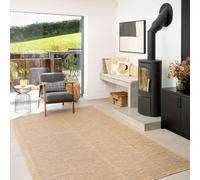 The Rug House Machine Washable Jute Like Cotton Bordered Biege Textured Neutral Nature Inspired Livingroom Kitchen Hallway Rugs 160cm x 230cm (5ft 3" x 7ft 7")