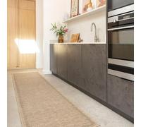 The Rug House Machine Washable Jute Like Cotton Bordered Biege Textured Neutral Nature Inspired Livingroom Kitchen Hallway Rugs 80cm x 300cm (2ft 7" x 9ft 10")