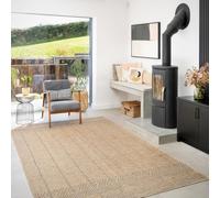 The Rug House Machine Washable Jute Like Cotton Scandi Biege Textured Neutral Nature Inspired Livingroom Kitchen Hallway Rugs 120cm x 170cm (3ft 11" x 5ft 7")
