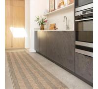 The Rug House Machine Washable Jute Like Cotton Striped Pattern Light Biege Textured Neutral Nature Inspired Livingroom Kitchen Hallway Rugs 60cm x 240cm (1ft 12" x 7ft 10")