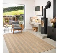 The Rug House Machine Washable Jute Like Cotton Striped Pattern Light Biege Textured Neutral Nature Inspired Livingroom Kitchen Hallway Rugs 190cm x 280cm (6ft 3" x 9ft 2")