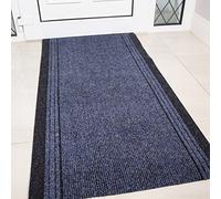 The Rug House Navy Rubber Backed Very Long Hallway Hall Runner Narrow Rugs Custom Length - Sold and Priced Per Foot