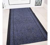 The Rug House Navy Rubber Backed Very Long Hallway Hall Runner Narrow Rugs Custom Length - Sold and Priced Per Foot