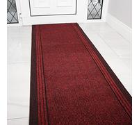 The Rug House Red Rubber Backed Very Long Hallway Hall Runner Narrow Rugs Custom Length - Sold and Priced Per Foot