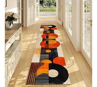 The Rug Orange 100x200cm,Geometric Washable Abstract Art Circle Striped Non-Slip Long Runner Door Mat Indoor Dirt Trapper Anti Slip Floor Carpet Modern Rugs for Kitchen, Entrance, Corridor, Office
