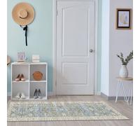 The Rug Shop UK Blue Bordered Floral 7mm Thick Stain Resistant Traditional Rug | Size: 60 cm x 180 cm The Rug Shop UK Blue 60 cm x 180 cm