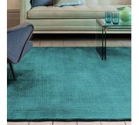 The Rug Shop UK Handmade Luxurious Modern Plain Wool Easy To Clean Area Rug in Teal | Size: 160 cm x 230 cm The Rug Shop UK Teal 160 cm x 230 cm
