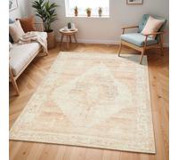 The Rug Shop UK Ivory Dusty Pink Traditional Bordered Floral Easy to Clean Rug | Size: 160 cm x 210 cm The Rug Shop UK Ivory 160 cm x 210 cm