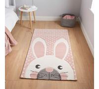 The Rug Shop UK Kids Modern Easy To Clean Stain-Resistant Area Rug in Light Pink | Size: 60 cm x 120 cm The Rug Shop UK Light Pink 60 cm x 120 cm