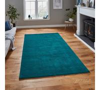 The Rug Shop UK Teal Luxurious Modern Easy to clean Machine Made Chequered Area Rug | Size: 150 cm x 230 cm The Rug Shop UK Teal 150 cm x 230 cm