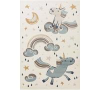The Rugs Adventures Kids Rug Unicorn Cream Multicolour Kids Bedroom Rug