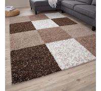 THE RUGS Area Rug - Modern Luxury Shaggy Rug, Multicolour Pattern Carpet, Ultra Soft for Bedroom, Living Room, Kids Room, (240x340 cm, Brown)