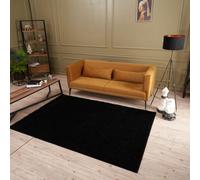 The Rugs Black Soft Plain Design Fluffy Shaggy Rugs And Runners High Pile Living Room Kitchen Hallway 380