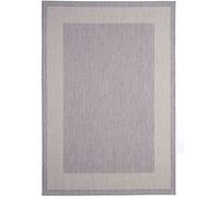 THE RUGS BORDERED GREY OUTDOOR & INDOOR RUG DURABLE WEATHER-PROOF WASHABLE | GARDEN PATIO GARAGE KITCHEN | SMALL, 80X150 CM