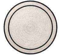 The Rugs Braided Handwoven Lina Jute Round Rug Reversible Cream Black