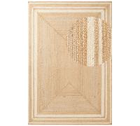 The Rugs Braided Jute Nuru Reversible Living Room Bordered Rug In Beige