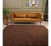 The Rugs Brown Soft Plain Design Fluffy Shaggy Rugs And Runners High Pile Living Room Kitchen Hallway 380