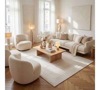 THE RUGS Carmel Bordered Area Rug Runner Soft Pile Living Room Bedroom in Cream | Size: 240 cm x 340 cm THE RUGS Cream 240 cm x 340 cm