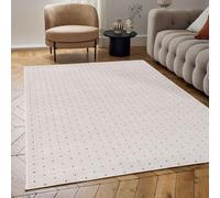 The Rugs Carmel Cream/blue Dots Area Rug And Runner Non Shedding, Stain Resistant, Soft