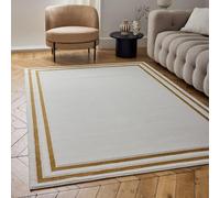 The Rugs Carmel Cream/gold Bordered Area Rug And Runner Non Shedding, Stain Resistant, Soft