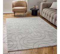 The Rugs Carmel Cream/grey Geometric Area Rug And Runner Non Shedding, Stain Resistant, Soft