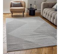 THE RUGS Carmel Modern Area Rug & Runner Geometric Design Stain Resistant in Grey | Size: 120 cm x 170 cm THE RUGS Grey 120 cm x 170 cm