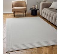 The Rugs Carmel Modern Area Rugs And Runners Bordered Design Soft Pile In Cream Cream 120cm x 170cm