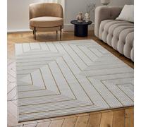 The Rugs Carmel Modern Area Rugs And Runners Geometric Stain Resistant In Gold Gold 80cm x 150cm