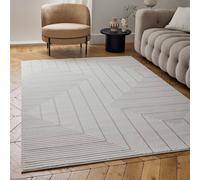 The Rugs Carmel Modern Area Rugs And Runners Geometric Stain Resistant In Grey Grey 80cm x 150cm