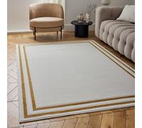 THE RUGS Carmel Modern Area Rugs & Runners Bordered Design Soft Pile in Gold | Size: 120 cm x 170 cm THE RUGS Gold 120 cm x 170 cm