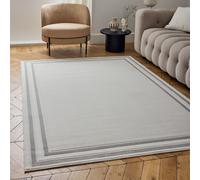 THE RUGS Carmel Modern Area Rugs & Runners Bordered Design Soft Pile in Grey | Size: 120 cm x 170 cm THE RUGS Grey 120 cm x 170 cm