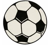 THE RUGS Design Velours Football Rug Round Soft Polypropylene Kids Play Mat in Black | Size: 200 cm diameter THE RUGS Black 200 cm diameter
