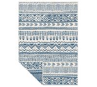 The Rugs Duo Weave Collection Outdoor Blue Rugs In Aztec Design