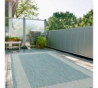 The Rugs Ecology Collection Outdoor Patio Garden Rug Aqua Bordered Design Weatherproof Jet Washable 200Aq