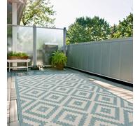 The Rugs Ecology Collection Outdoor Patio Garden Rug Aqua Diamond Design Weatherproof Jet Washable 100Aq