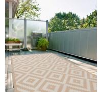The Rugs Ecology Collection Outdoor Patio Garden Rug Beige Diamond Design Weatherproof Jet Washable 100Be